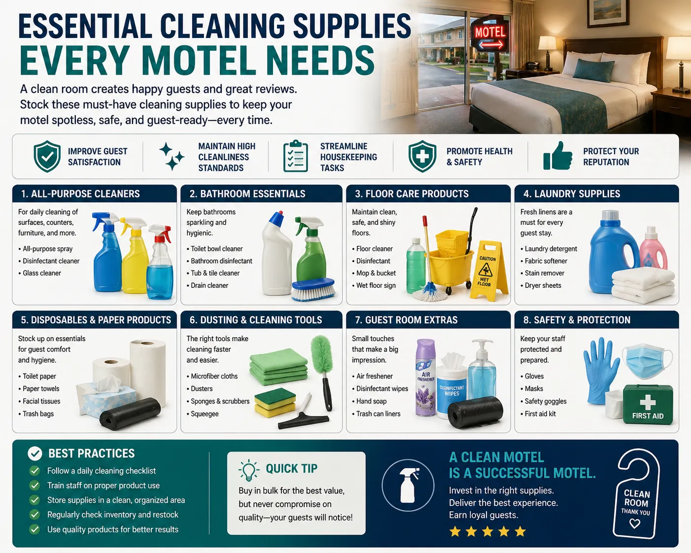 Essential Cleaning Supplies for Motels
