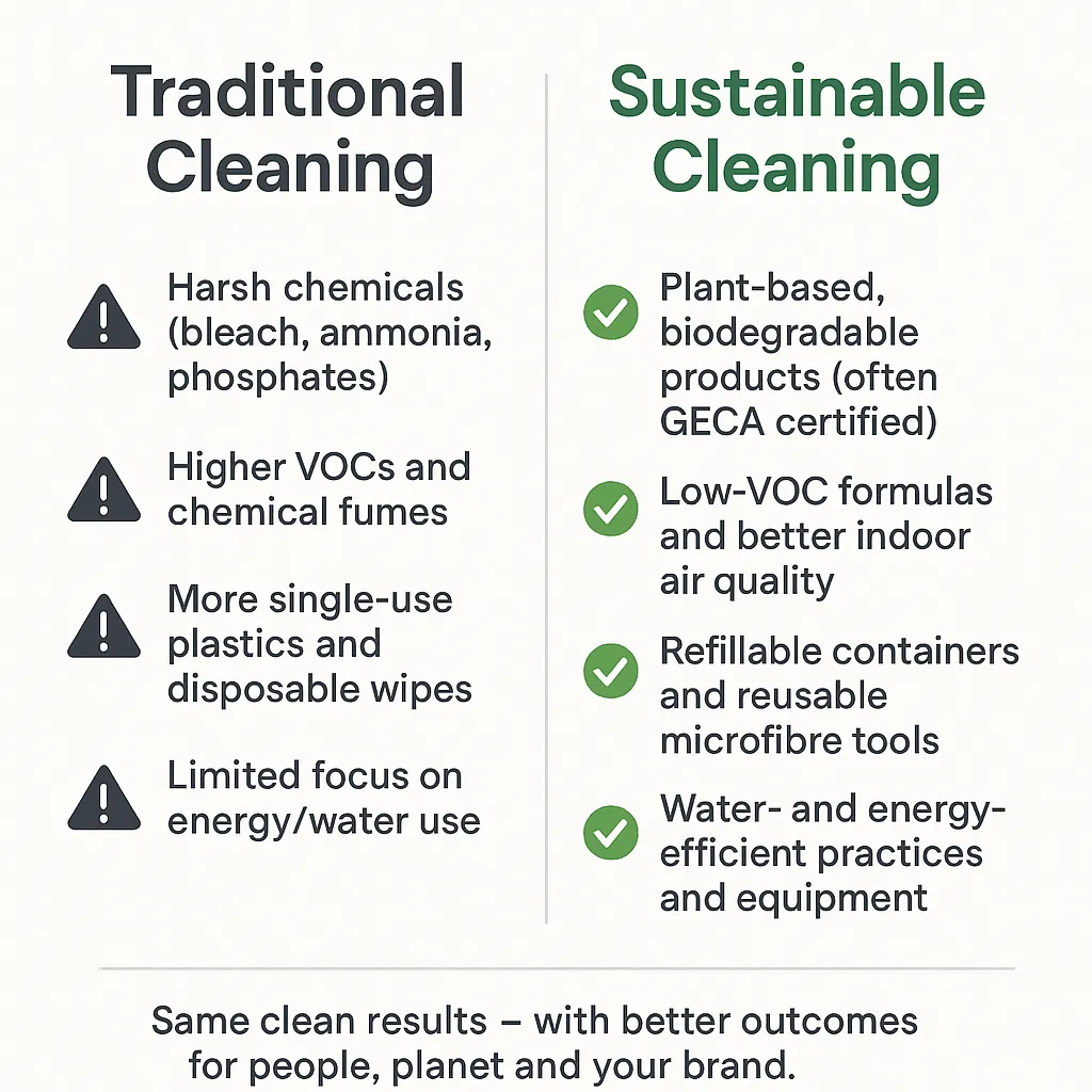 Traditional vs Sustainable Cleaning Infographic