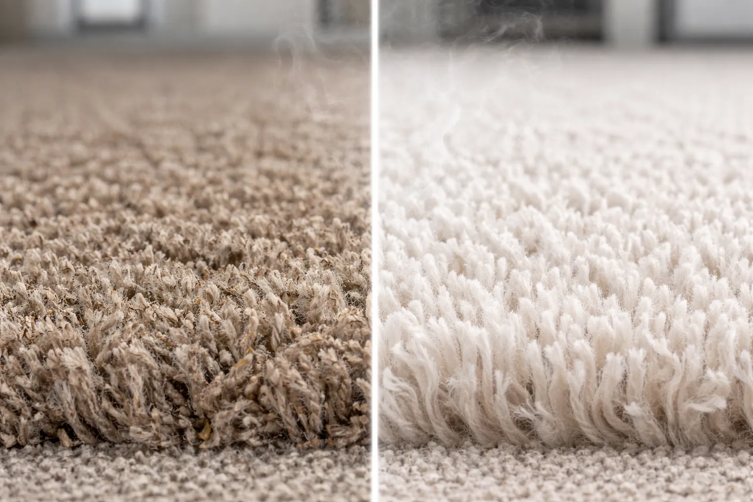 Before and after carpet cleaning