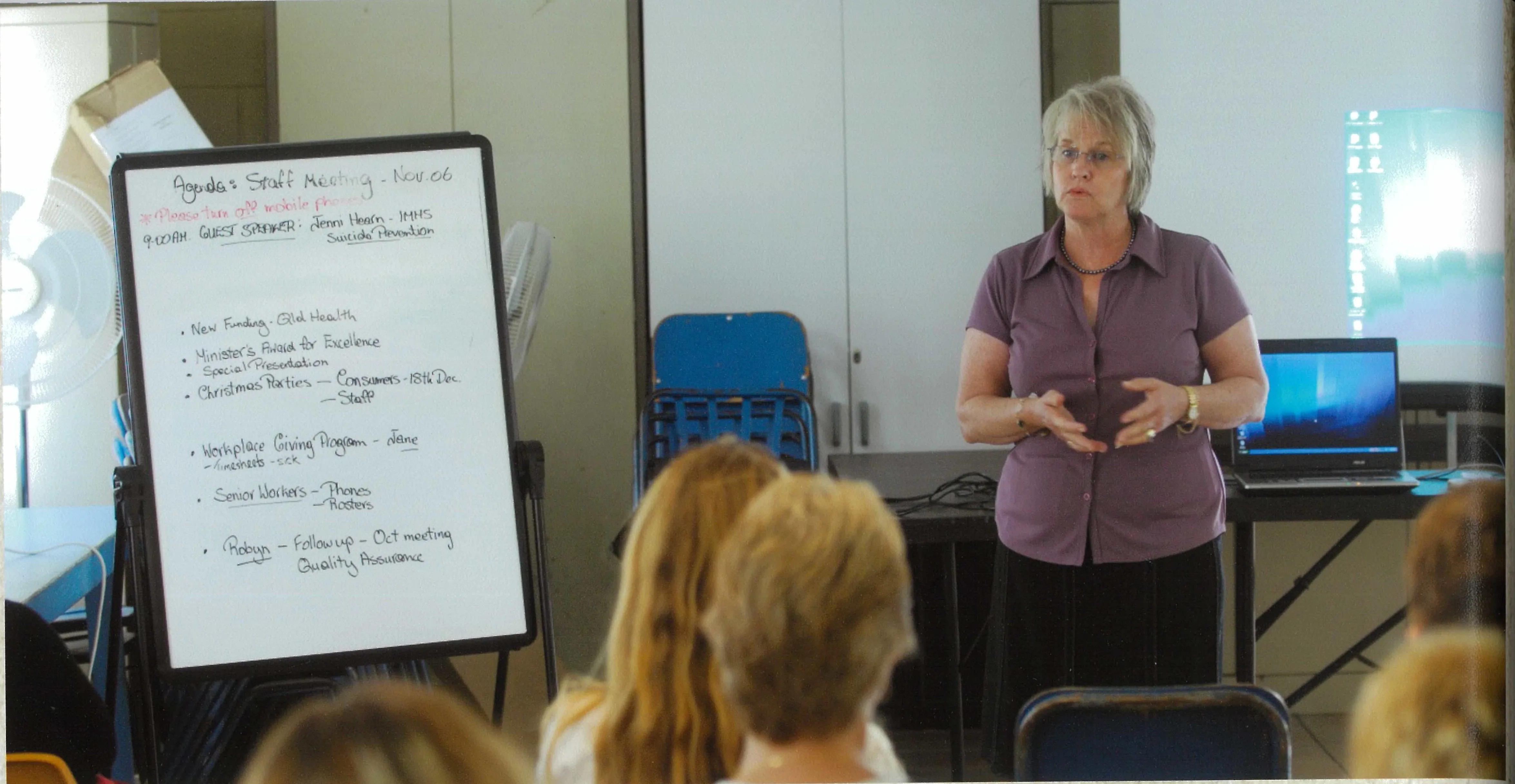 Staff meetings at SOLAS with CEO Rhonda Clarke Image